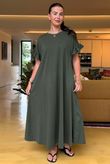Made in Italy Summer Oscar Pure Cotton T Shirt Dress Deep Khaki /7 =